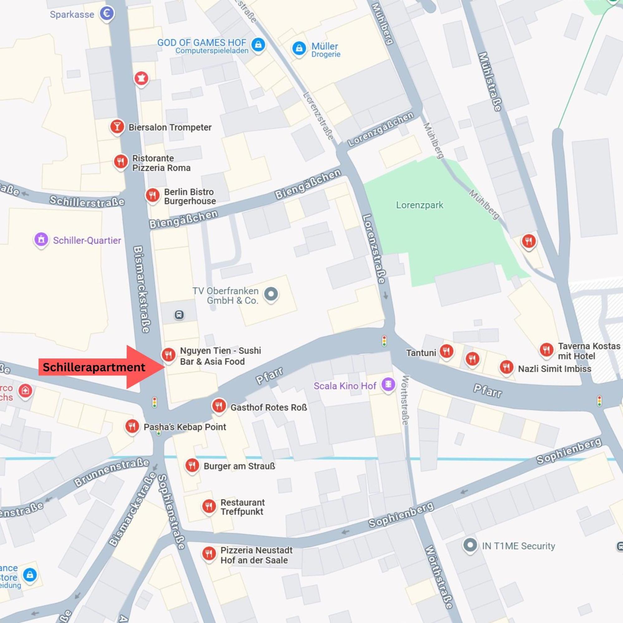 Schillerapartment Hof, Kueche, 24H Digital-Checkin, Parkplatz, Wlan250Mbit Гоф Екстер'єр фото